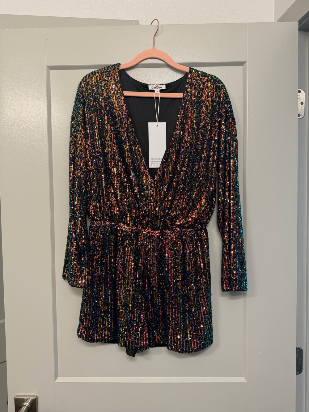 A Classy Chic Boutique Black Multi-Sequin Long Sleeve Romper